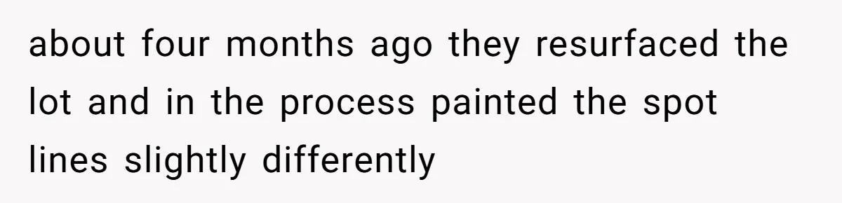 They Told Him to Submit Complaints in Writing. He Sent a 1,847-Word Essay About a Parking Spot about four months ago they resurfaced the lot and in the process painted the spot lines slightly differently