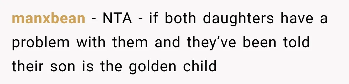 Woman Tells Parents They Don’t Deserve To Walk Sister Down The Aisle After Years Of Favoritism manxbean − NTA - if both daughters have a problem with them and they’ve been told their son is the golden child
