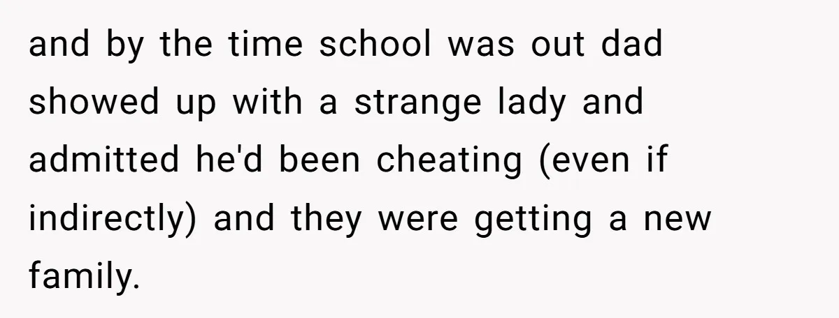 Divorced Mother Lets Ex Husband Rant In Court Over Kids Birthday Plans, Then She Shows Surprising Evidence and by the time school was out dad showed up with a strange lady and admitted he'd been cheating (even if indirectly) and they were getting a new family.