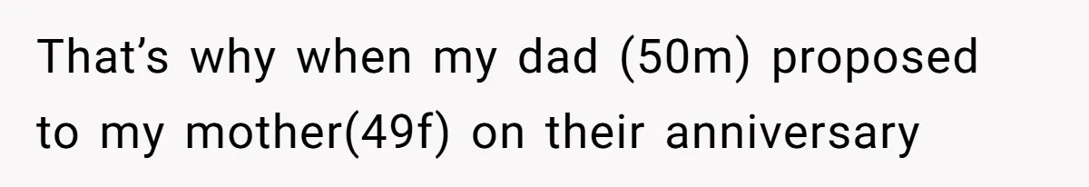 Daughter Exposes Family’s Mistreatment On Social Media After Parents Forget Her On Wedding Day That’s why when my dad (50m) proposed to my mother(49f) on their anniversary