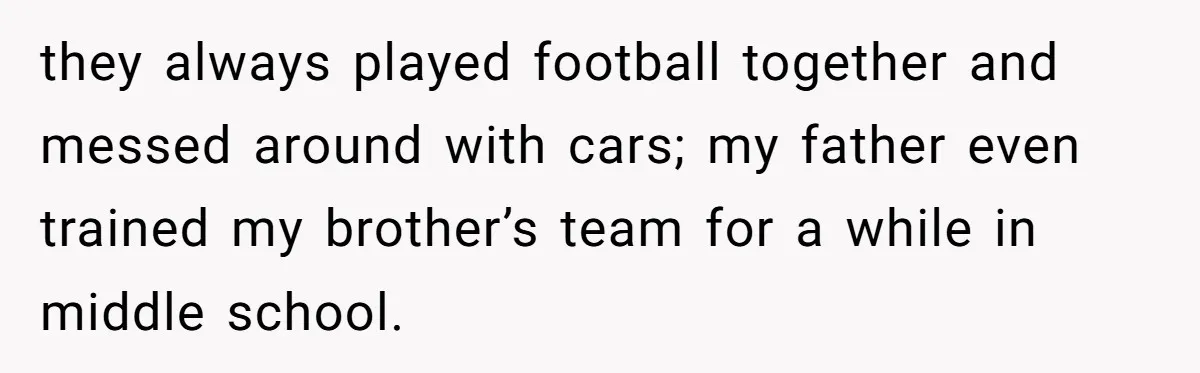 Daughter Exposes Family’s Mistreatment On Social Media After Parents Forget Her On Wedding Day they always played football together and messed around with cars; my father even trained my brother’s team for a while in middle school.