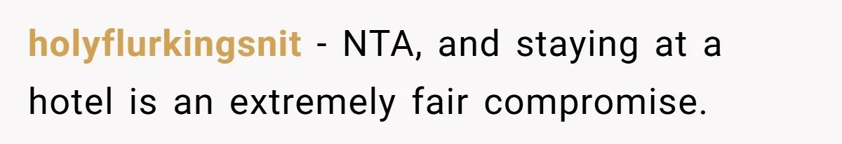 Woman Refuses To Stay At Her In-Laws Due To The Heat, But Her Husband Thinks She’s Being Selfish holyflurkingsnit − NTA, and staying at a hotel is an extremely fair compromise.