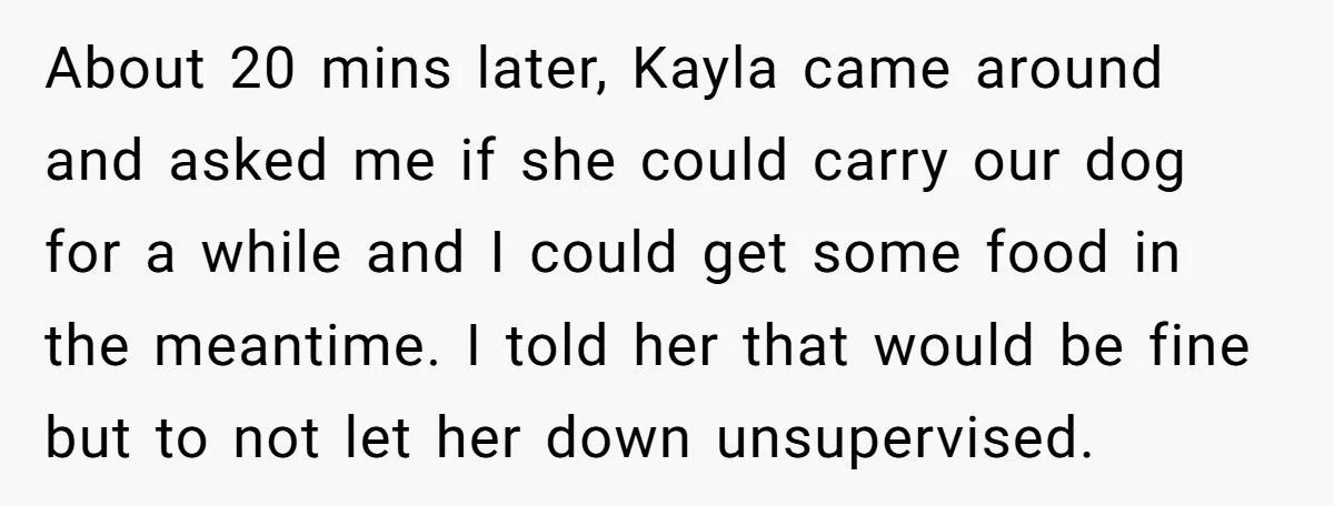 She Brought Her Dog to a Party After Being Promised “No Kids.” Then a Toddler Got Knocked Over About 20 mins later, Kayla came around and asked me if she could carry our dog for a while and I could get some food in the meantime. I told...