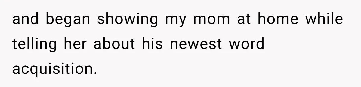 and began showing my mom at home while telling her about his newest word acquisition.