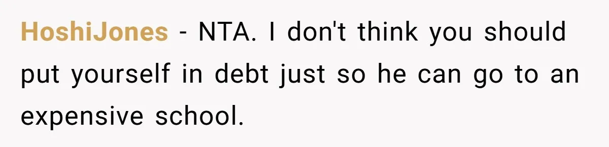 Dad Refuses To Take Out Loans For Son’s $60k College—Wife Thinks He’s Wrong, Is He? HoshiJones − NTA. I don't think you should put yourself in debt just so he can go to an expensive school.