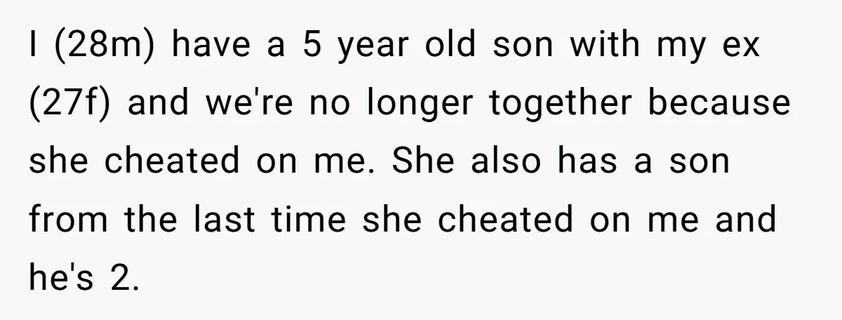 She Cheated, Left, and Came Back Homeless, Now He’s Being Asked to Fix It I (28m) have a 5 year old son with my ex (27f) and we're no longer together because she cheated on me. She also has a son from the last...