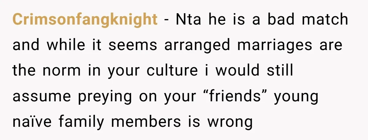 This Man Tried to Propose to an 18-Year-Old, and Her Uncle Stepped In Before It Went Any Further Crimsonfangknight − Nta he is a bad match and while it seems arranged marriages are the norm in your culture i would still assume preying on your “friends” young naïve...