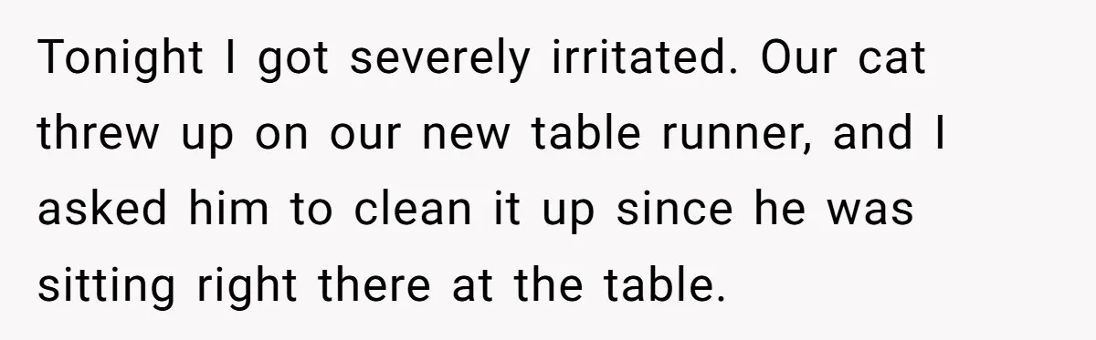Nine Months Pregnant and Still Doing It All, She Finally Said She’s Done Cooking, and It Sparked a Bigger Question Tonight I got severely irritated. Our cat threw up on our new table runner, and I asked him to clean it up since he was sitting right there at the...