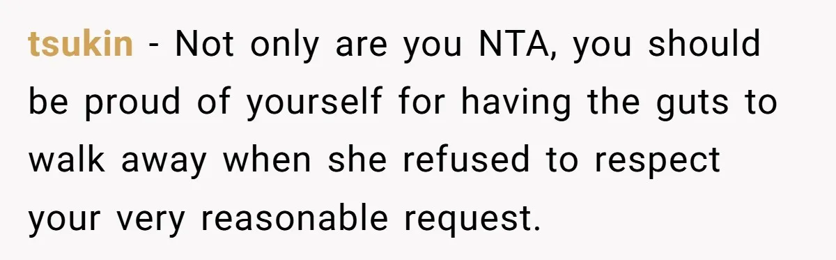 Daughter Leaves Mom On Sixtieth Birthday After She Keeps Talking On And On About Half Sibling tsukin − Not only are you NTA, you should be proud of yourself for having the guts to walk away when she refused to respect your very reasonable request.