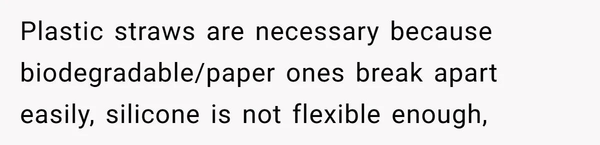 She’s Stockpiling Plastic Straws For Her Disability, But Her Cousin Accuses Her Of Destroying The Planet Plastic straws are necessary because biodegradable/paper ones break apart easily, silicone is not flexible enough,