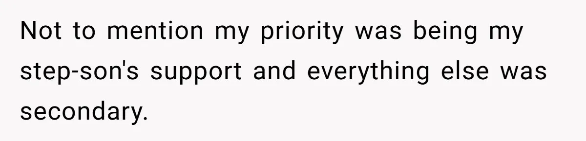 Not to mention my priority was being my step-son's support and everything else was secondary.