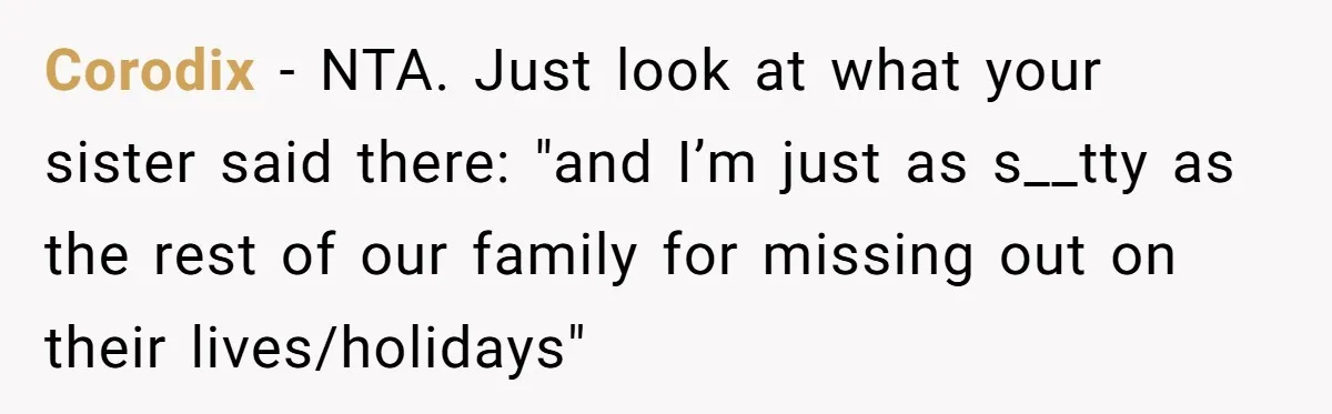 Brother Withdraws From Niece’s Life After Sister’s Husband Claims He’s Going To Hell Corodix − NTA. Just look at what your sister said there: "and I’m just as s__tty as the rest of our family for missing out on their lives/holidays"