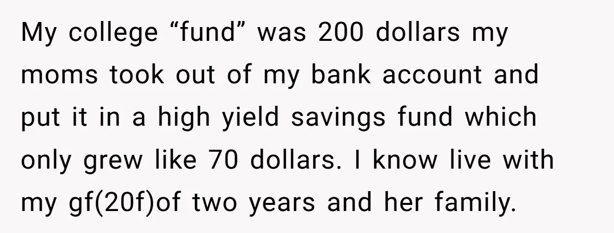 He Exposed His Parents’ Double Standard After They Cut Him Off Financially While Spoiling His Sisters — Now the Family Calls Him the Drama Starter My college “fund” was 200 dollars my moms took out of my bank account and put it in a high yield savings fund which only grew like 70 dollars. I...