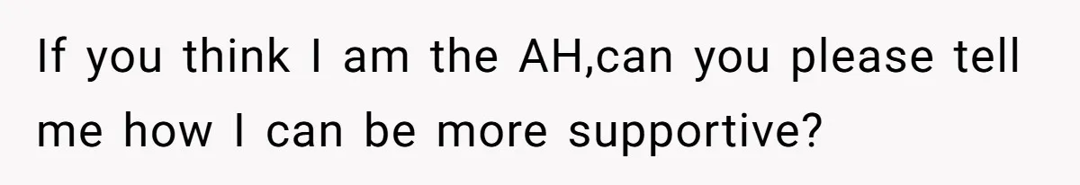 If you think I am the AH,can you please tell me how I can be more supportive?