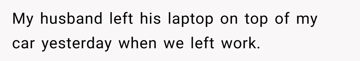 My husband left his laptop on top of my car yesterday when we left work.