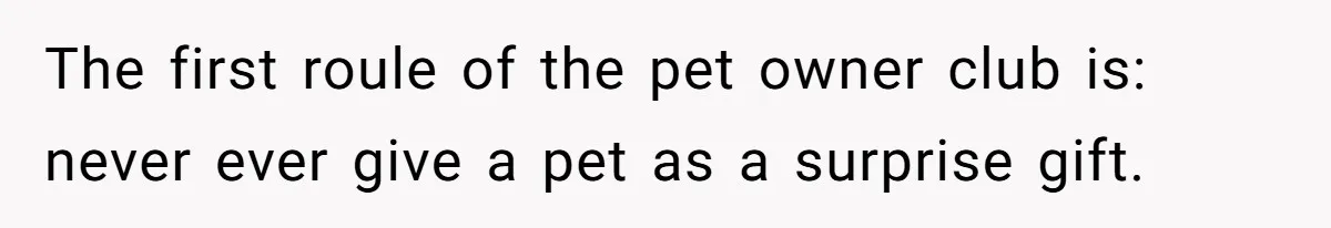 She Was Grieving Her Dog. Her Boyfriend Gave Her a Puppy, and It Made Everything Worse The first roule of the pet owner club is: never ever give a pet as a surprise gift.