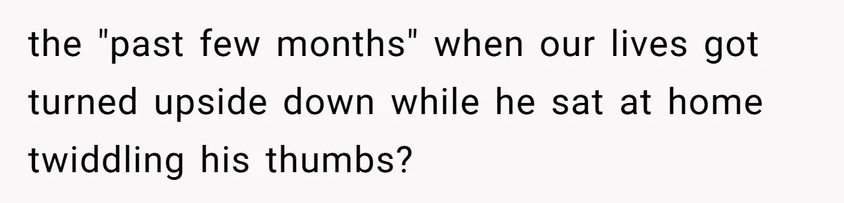 the "past few months" when our lives got turned upside down while he sat at home twiddling his thumbs?
