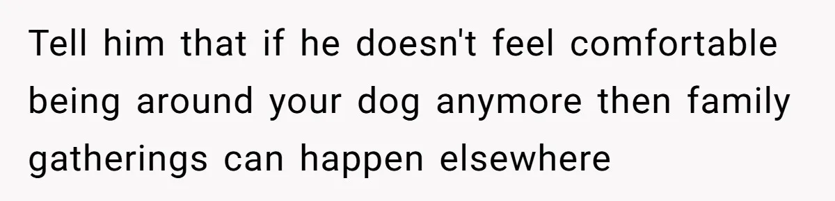 Woman’s Dog Growls At Niece After Year Of Harassment, Now Her Brother Wants It Put Down Tell him that if he doesn't feel comfortable being around your dog anymore then family gatherings can happen elsewhere