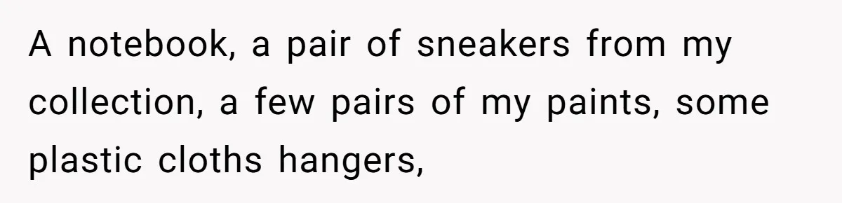 He Thought His Mom Was Going Into His Room. So He Set Up a Camera, and Found Out He Was Right A notebook, a pair of sneakers from my collection, a few pairs of my paints, some plastic cloths hangers,