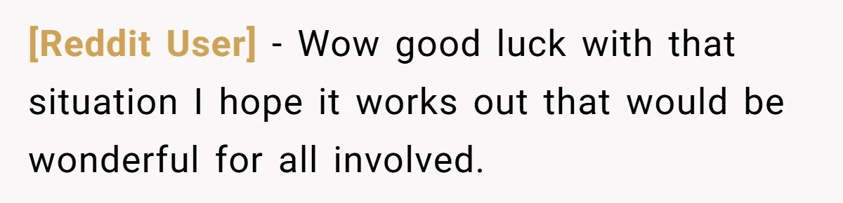 [Reddit User] − Wow good luck with that situation I hope it works out that would be wonderful for all involved.
