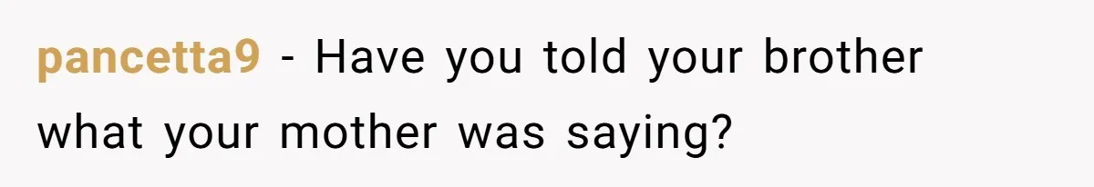 Woman Finally Speaks Up In Spanish After Her Brother’s Girlfriend’s Mother Critiques Everything About Her Family pancetta9 − Have you told your brother what your mother was saying?