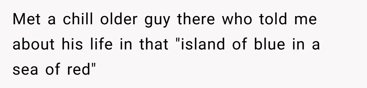 The State Said No Pride Flags. So the City Found a Way to Keep the Colors Anyway Met a chill older guy there who told me about his life in that "island of blue in a sea of red"