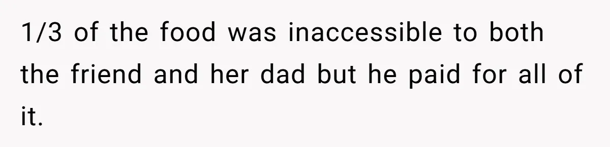 The Chinese Restaurant Conflict Where A Birthday Dinner Ended In A Fight Over Dietary Choices 1/3 of the food was inaccessible to both the friend and her dad but he paid for all of it.