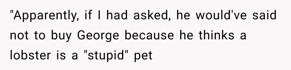 Woman Adds Pet Lobster To Her Exotic Collection, Boyfriend Disapproves And Threatens To Cook "Apparently, if I had asked, he would've said not to buy George because he thinks a lobster is a "stupid" pet