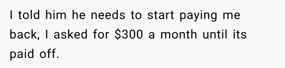 Father Demands Repayment After His Son Totaled A 12,000$ Car While Street Racing I told him he needs to start paying me back, I asked for $300 a month until its paid off.