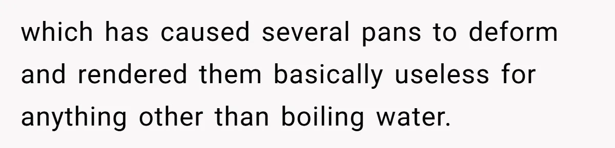 Chef Makes Girlfriend Use "S__t Pans" After She Keep Damaging His Expensive Kitchen Tools which has caused several pans to deform and rendered them basically useless for anything other than boiling water.