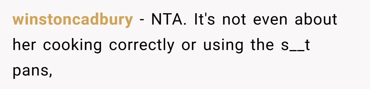 Chef Makes Girlfriend Use "S__t Pans" After She Keep Damaging His Expensive Kitchen Tools winstoncadbury − NTA. It's not even about her cooking correctly or using the s__t pans,