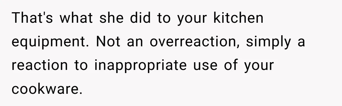 Chef Makes Girlfriend Use "S__t Pans" After She Keep Damaging His Expensive Kitchen Tools That's what she did to your kitchen equipment. Not an overreaction, simply a reaction to inappropriate use of your cookware.