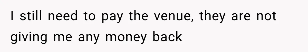 I still need to pay the venue, they are not giving me any money back
