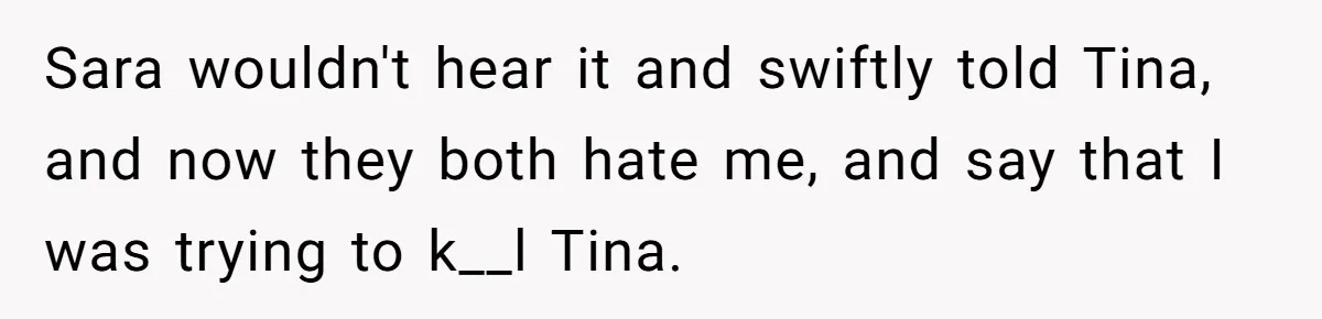 Office Baker Faces Fury After Sharing Snacks With Coworker Who Claims Strange 'Egg Allergy' Sara wouldn't hear it and swiftly told Tina, and now they both hate me, and say that I was trying to k__l Tina.