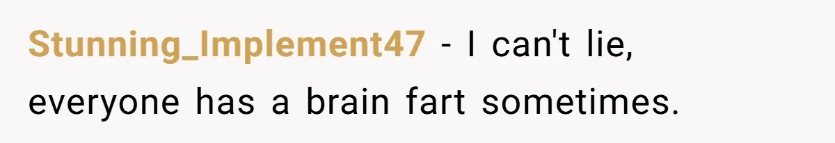 Stunning_Implement47 − I can't lie, everyone has a brain fart sometimes.