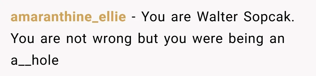 amaranthine_ellie − You are Walter Sopcak. You are not wrong but you were being an a__hole