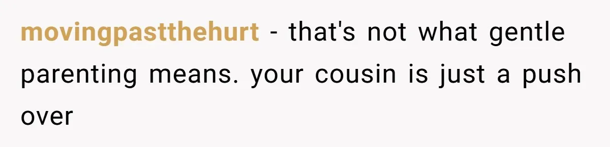 movingpastthehurt − that's not what gentle parenting means. your cousin is just a push over