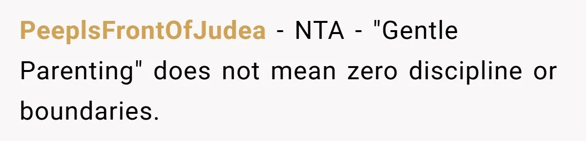 PeeplsFrontOfJudea − NTA - "Gentle Parenting" does not mean zero discipline or boundaries.