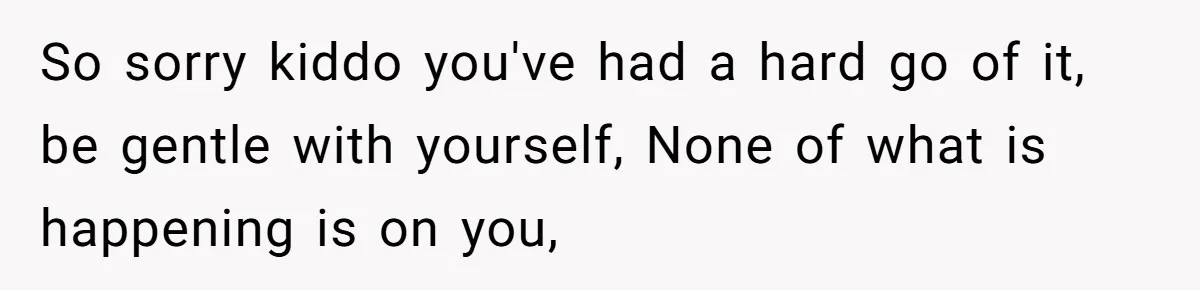 So sorry kiddo you've had a hard go of it, be gentle with yourself, None of what is happening is on you,