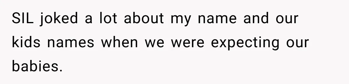 Husband Snaps At Sister In Law After Years Of Name Teasing Over Baby Girl SIL joked a lot about my name and our kids names when we were expecting our babies.