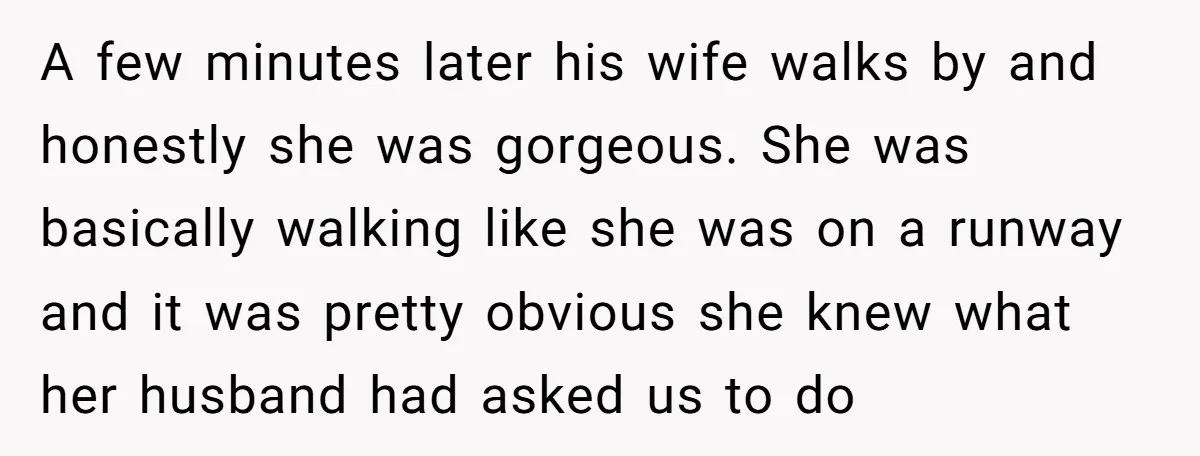 A Customer Asked Him to Catcall His Wife, He Refused, and Now His Coworkers Say He Ruined the Moment A few minutes later his wife walks by and honestly she was gorgeous. She was basically walking like she was on a runway and it was pretty obvious she knew...