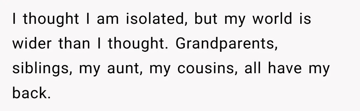Man Finds Out He's Not His Dad's Biological Son After Being Told He Won't Get College Help I thought I am isolated, but my world is wider than I thought. Grandparents, siblings, my aunt, my cousins, all have my back.