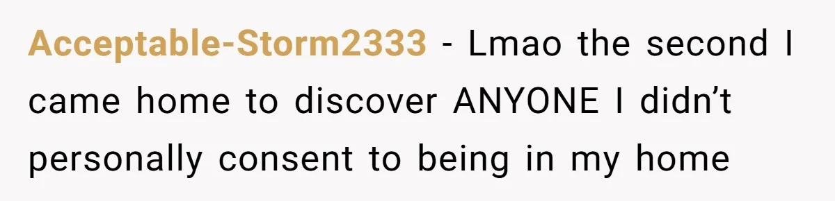 Woman Calls Out In-Laws Who Invited Themselves To Stay Without Asking Acceptable-Storm2333 − Lmao the second I came home to discover ANYONE I didn’t personally consent to being in my home