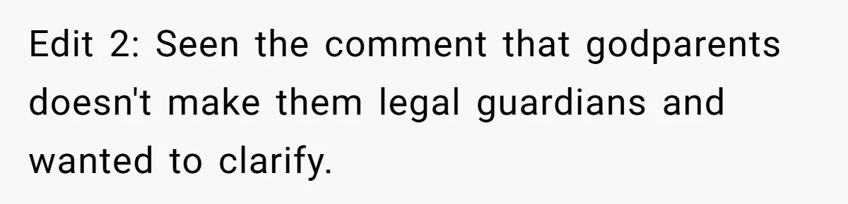 Man Married To The Woman Who Doesn’t Trust Schools Or Science, And It’s Destroying Their Friendship Edit 2: Seen the comment that godparents doesn't make them legal guardians and wanted to clarify.