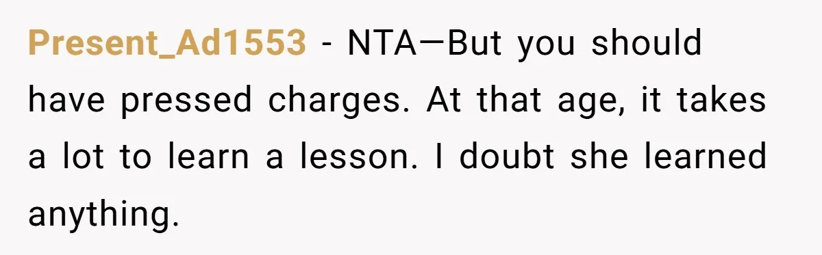 He Called the Police Over a Parking Spot and Missed His Doctor’s Appointment, Now He’s Wondering If He Went Too Far Present_Ad1553 − NTA—But you should have pressed charges. At that age, it takes a lot to learn a lesson. I doubt she learned anything.