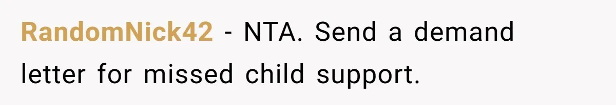 He Let Her Struggle on Her Own, Now He Wants to Use Her Apartment RandomNick42 − NTA. Send a demand letter for missed child support.