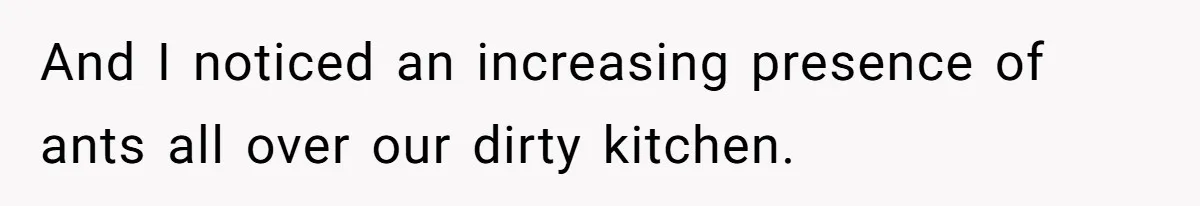 And I noticed an increasing presence of ants all over our dirty kitchen.