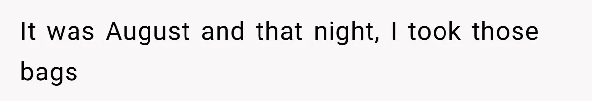 It was August and that night, I took those bags