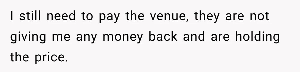 Dad Wants His Daughter To Pay Back The Wedding Costs After She Cheated, But She Thinks He’s Cruel I still need to pay the venue, they are not giving me any money back and are holding the price.