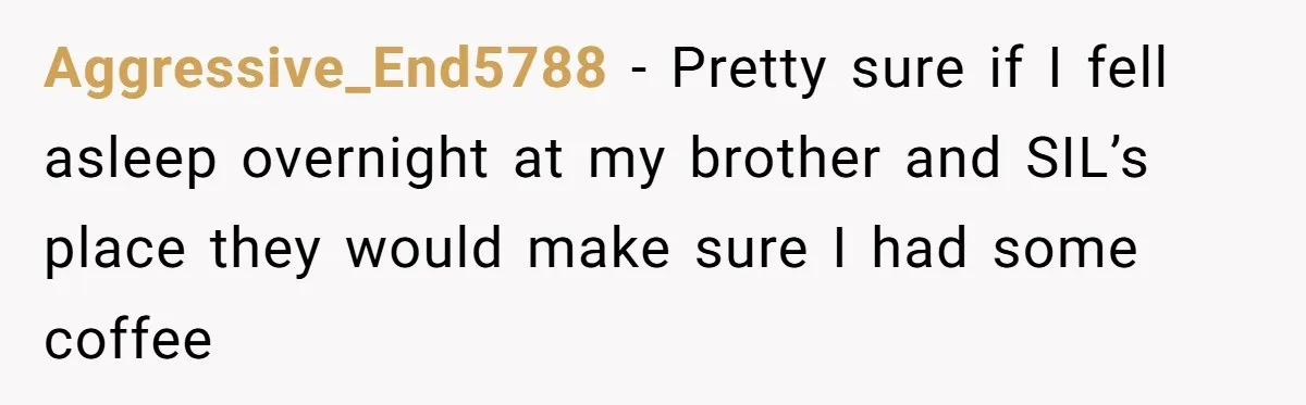 Man Fell Asleep With His Sister After Video Games, But His Wife Thinks It’s A Major Betrayal Aggressive_End5788 − Pretty sure if I fell asleep overnight at my brother and SIL’s place they would make sure I had some coffee